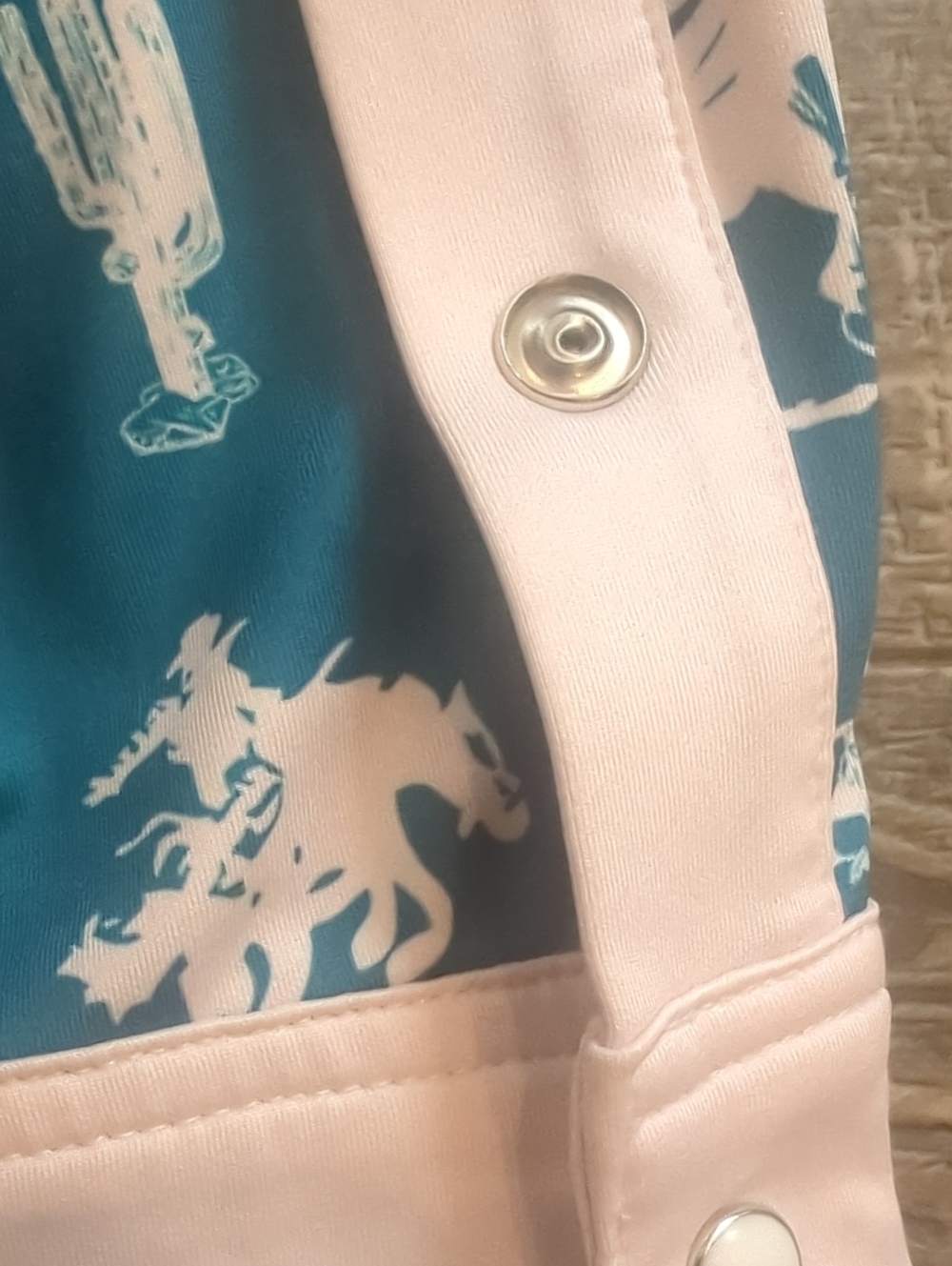 RANCH DRESS'N Fallon Taylor "Buckaroo" Turquoise & White Rodeo Performshirt sz S - Picture 14 of 14